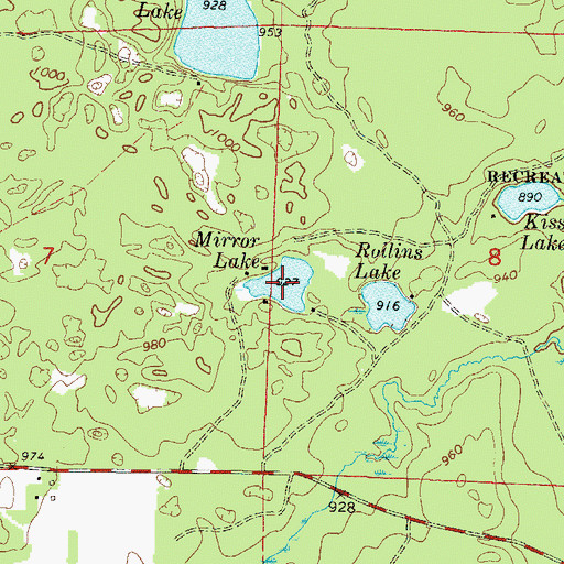 Topographic Map of Mirror Lake, WI