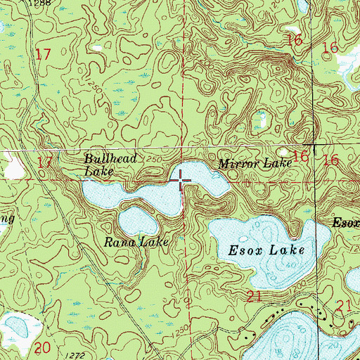 Topographic Map of Mirror Lake, WI