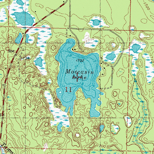 Topographic Map of Moccasin Lake, WI