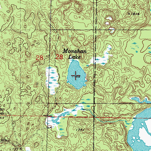 Topographic Map of Monahan Lake, WI