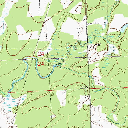Topographic Map of Mondeaux Creek, WI
