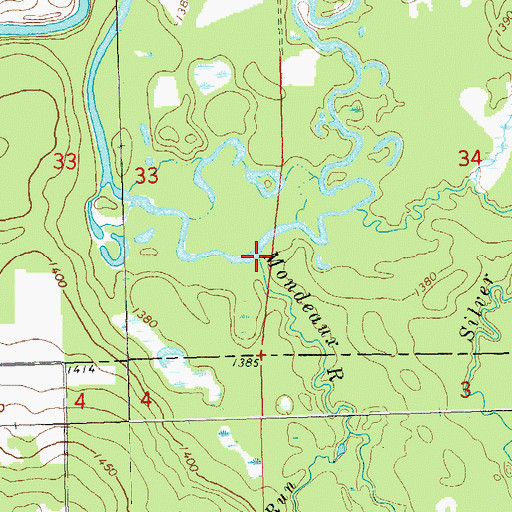 Topographic Map of Mondeaux River, WI