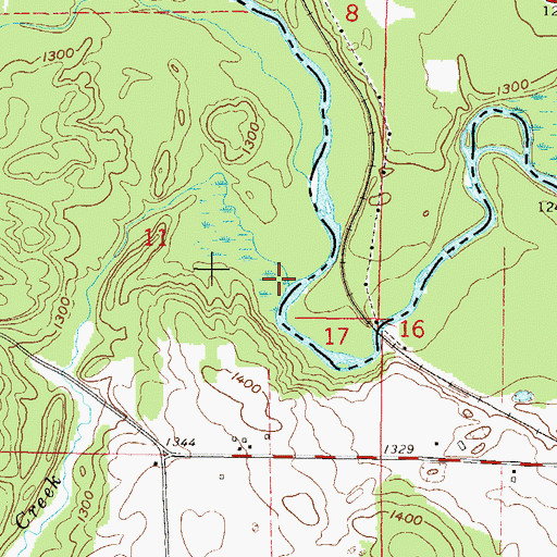 Topographic Map of Montagne Creek, WI