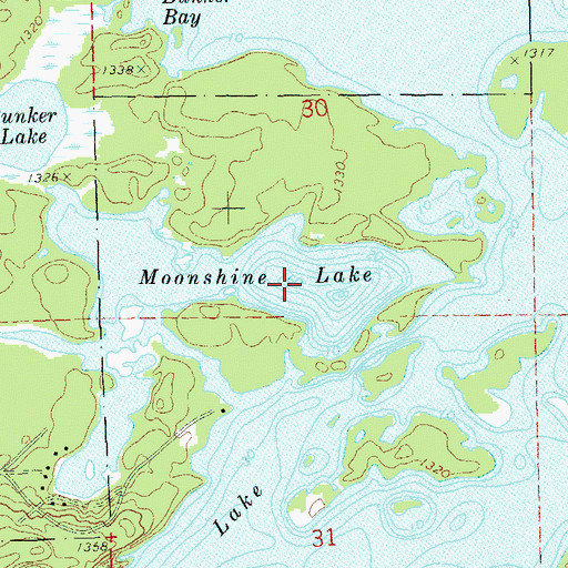 Topographic Map of Moonshine Lake, WI