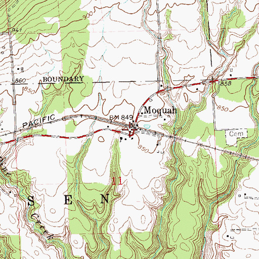 Topographic Map of Moquah, WI