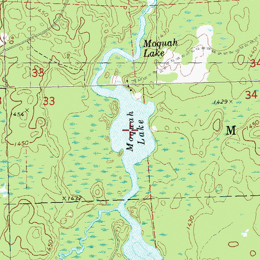Topographic Map of Moquah Lake, WI