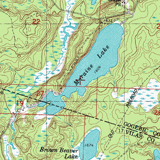 Topographic Map of Moraine Lake, WI