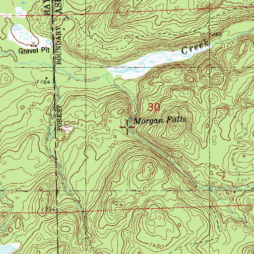 Topographic Map of Morgan Falls, WI