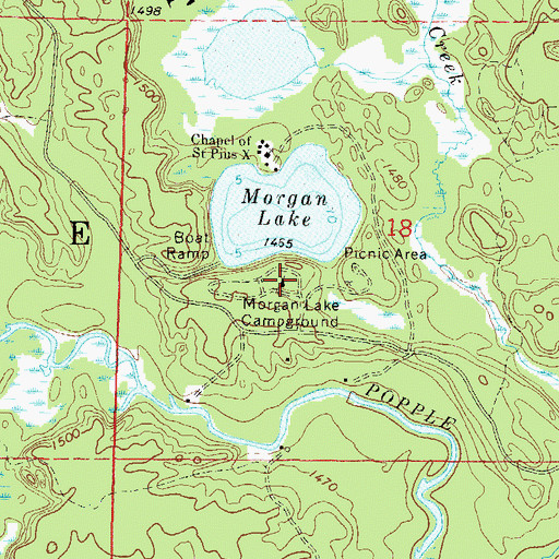 Topographic Map of Morgan Lake Campground, WI