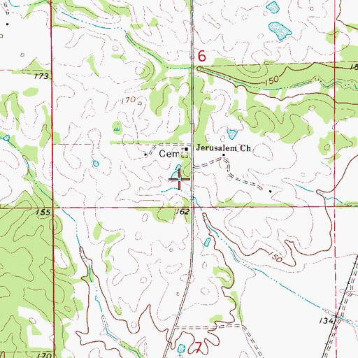 Topographic Map of Jerusalem Baptist Church, AL