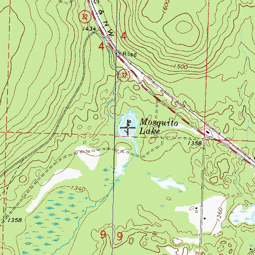 Topographic Map of Mosquito Lake, WI