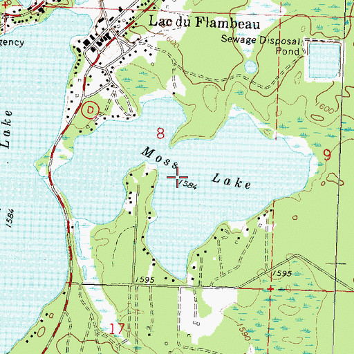 Topographic Map of Moss Lake, WI