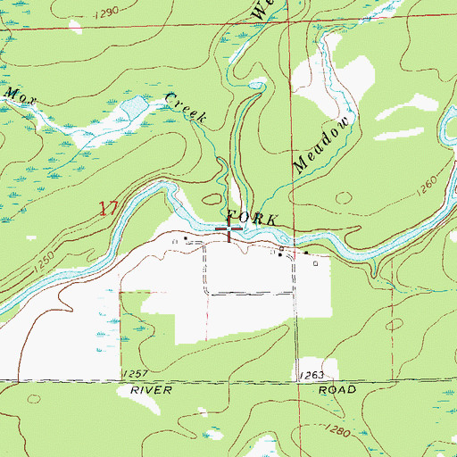 Topographic Map of Mox Creek, WI