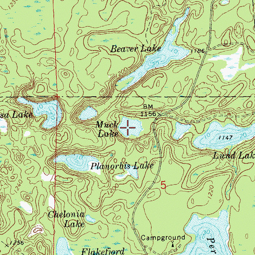 Topographic Map of Muck Lake, WI