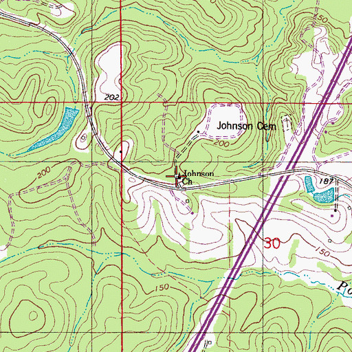 Topographic Map of Johnson Baptist Church, AL