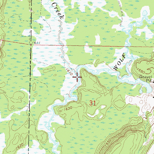 Topographic Map of Mud Creek, WI