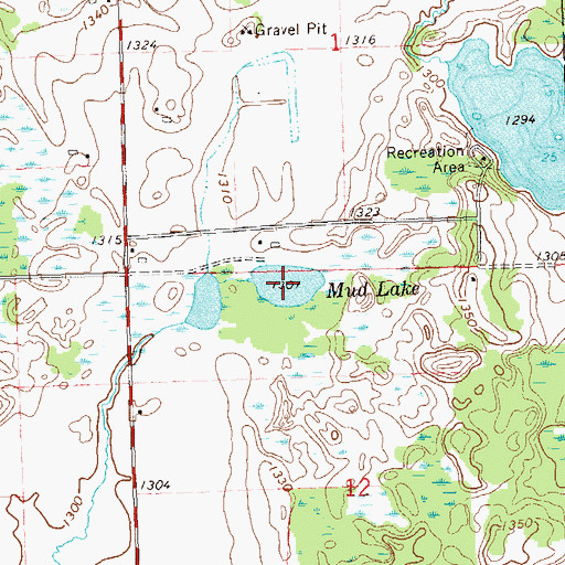 Topographic Map of Mud Lake, WI