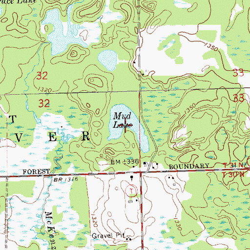 Topographic Map of Mud Lake, WI