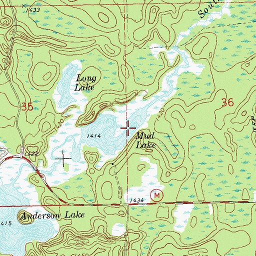 Topographic Map of Mud Lake, WI
