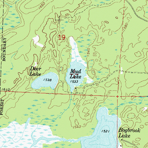 Topographic Map of Mud Lake, WI
