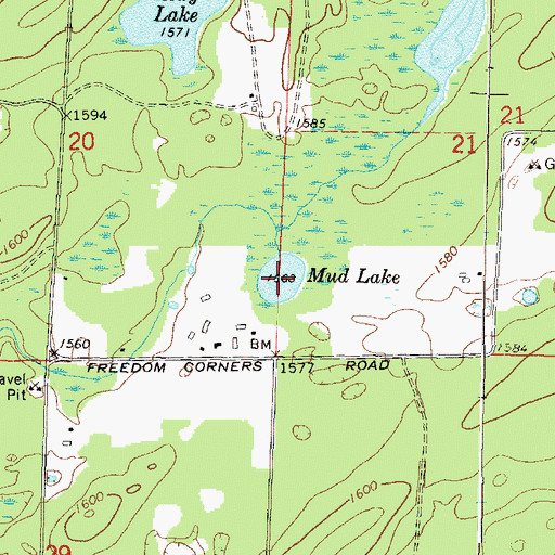 Topographic Map of Mud Lake, WI