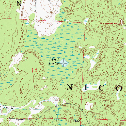 Topographic Map of Mud Lake, WI