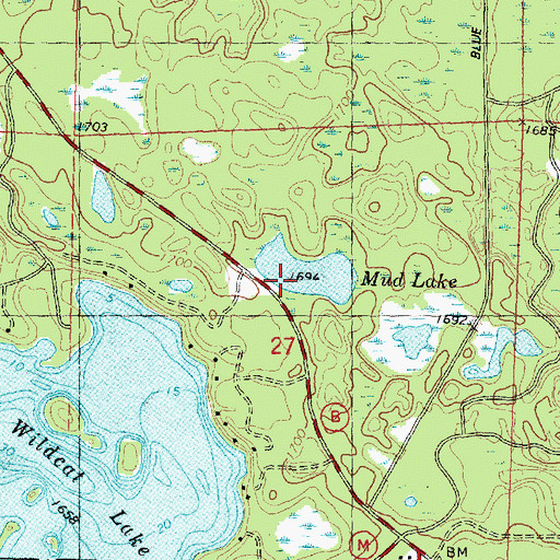 Topographic Map of Mud Lake, WI