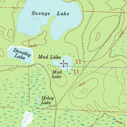 Topographic Map of Mud Lake, WI