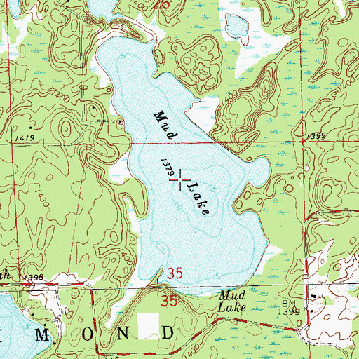 Topographic Map of Sugar Bush Lake, WI