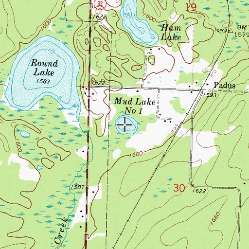 Topographic Map of Mud Lake Number One, WI