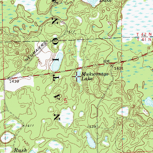 Topographic Map of Mukwonago Lake, WI