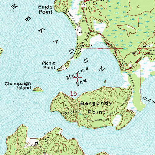 Topographic Map of Mumms Bay, WI