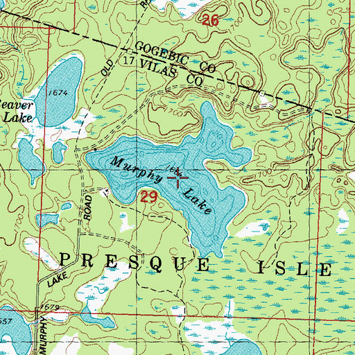 Topographic Map of Murphy Lake, WI