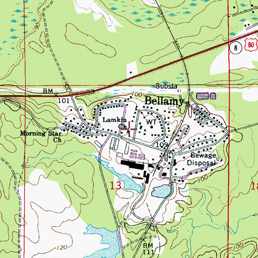 Topographic Map of Lamkin Church, AL