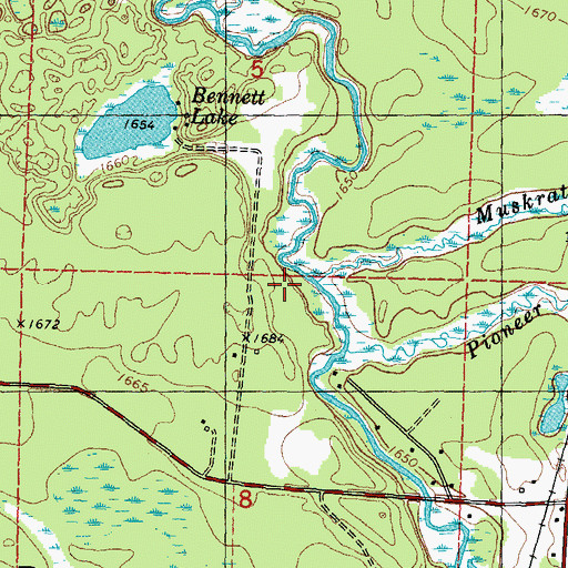 Topographic Map of Muskrat Creek, WI