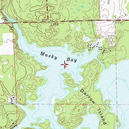 Topographic Map of Musky Bay, WI