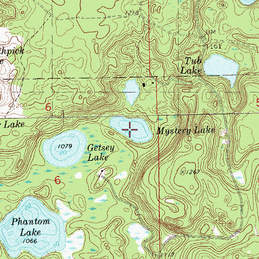 Topographic Map of Mystery Lake, WI