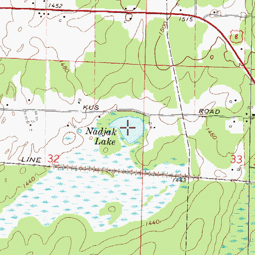 Topographic Map of Nadjak Lake, WI