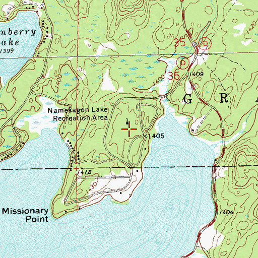 Topographic Map of Namekagon Lake Recreation Area, WI
