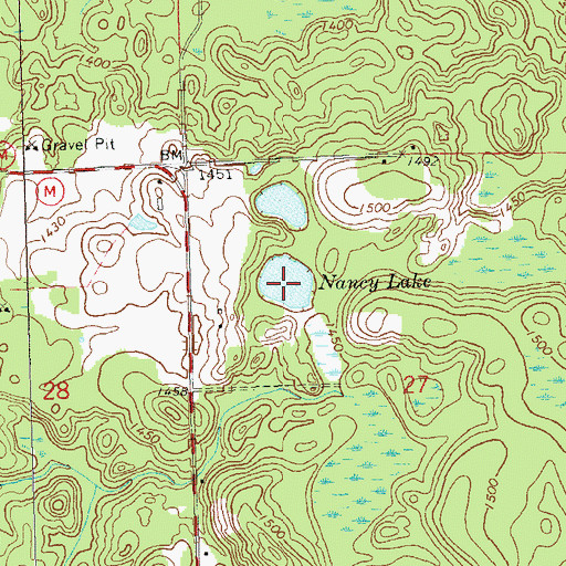 Topographic Map of Nancy Lake, WI
