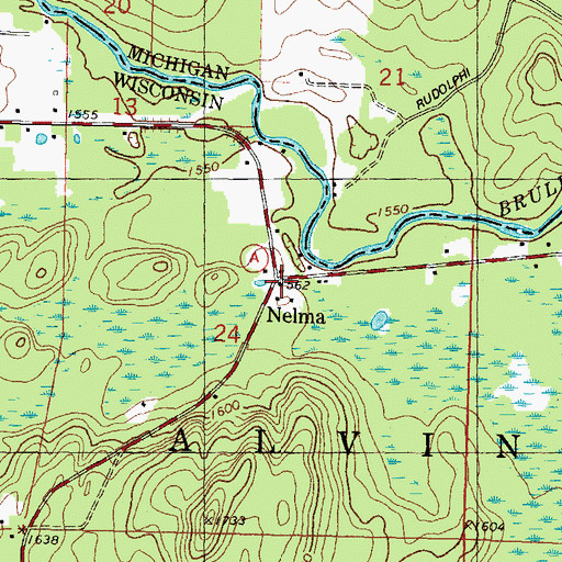 Topographic Map of Nelma, WI