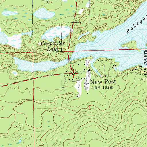 Topographic Map of New Post, WI