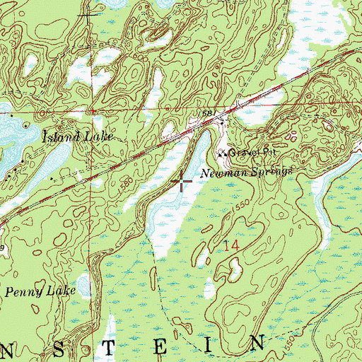 Topographic Map of Newman Springs, WI
