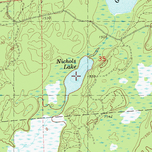 Topographic Map of Nichols Lake, WI