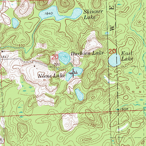 Topographic Map of Niene Lake, WI