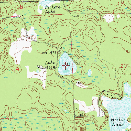 Topographic Map of Lake Nineteen, WI