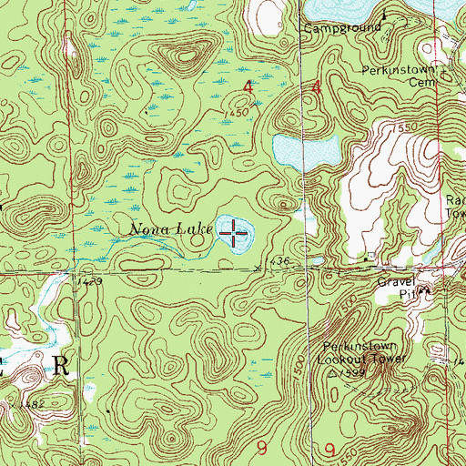 Topographic Map of Nona Lake, WI