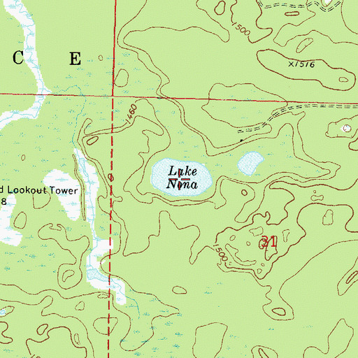Topographic Map of Lake Nona, WI
