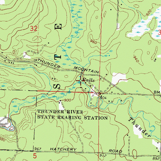Topographic Map of North Fork Thunder River, WI
