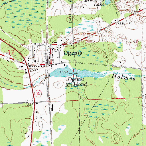 Topographic Map of Ogema Millpond, WI